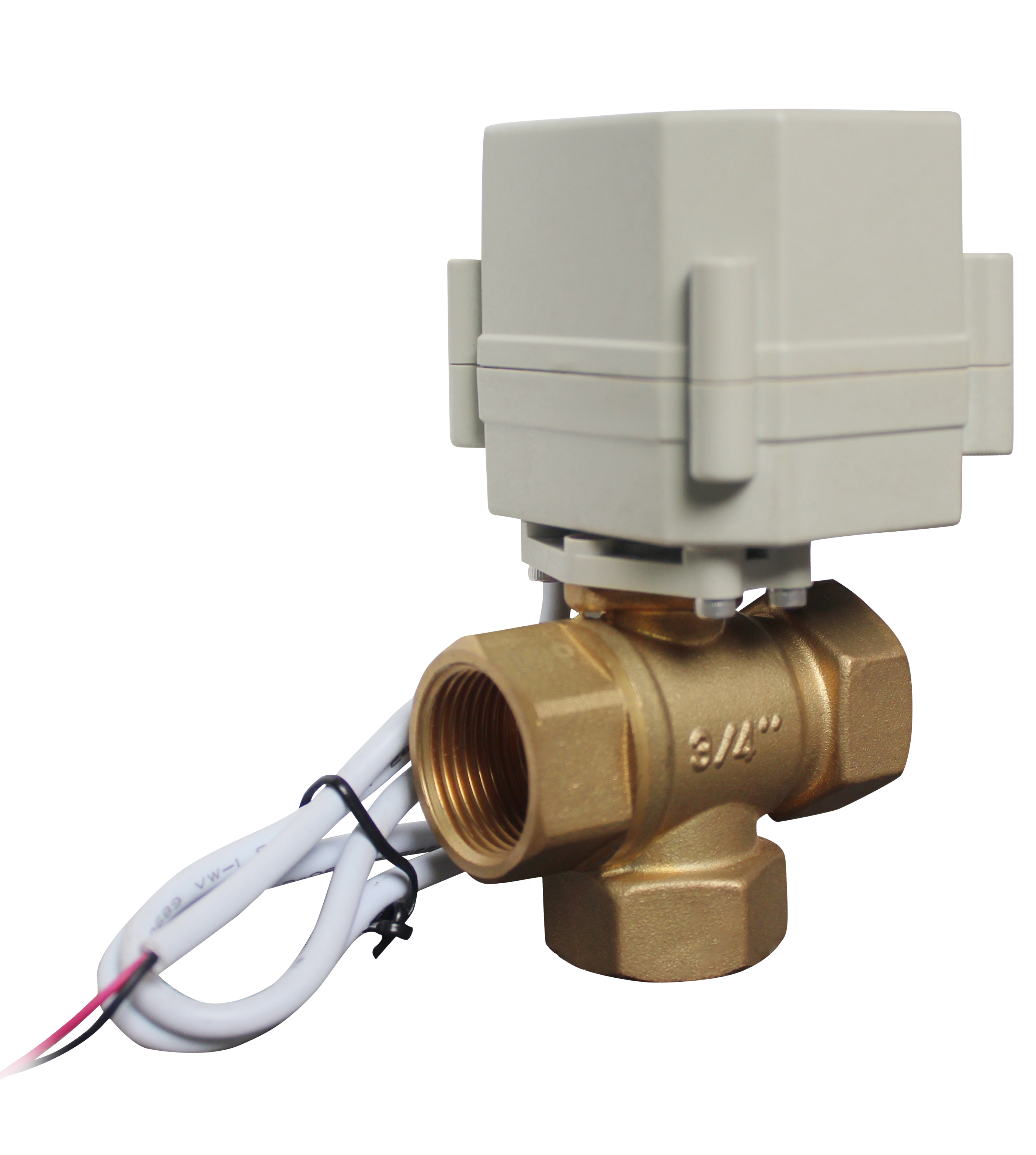 Precision Small Electric Brass Vertical 3-Way Ball Valve