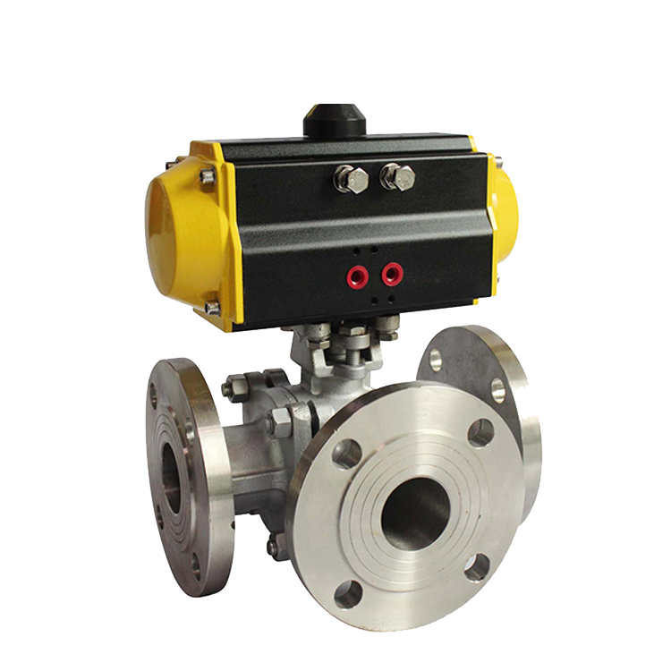 pneumatic-flanged-3-way-ball-valve