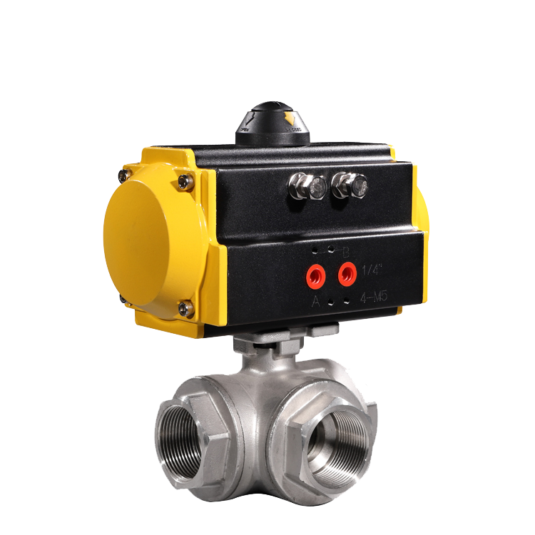 pneumatic-actuated-Thread-3-way-Ball-valve